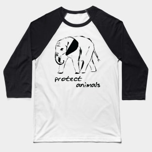 protect animals - elephant ink sketch Baseball T-Shirt